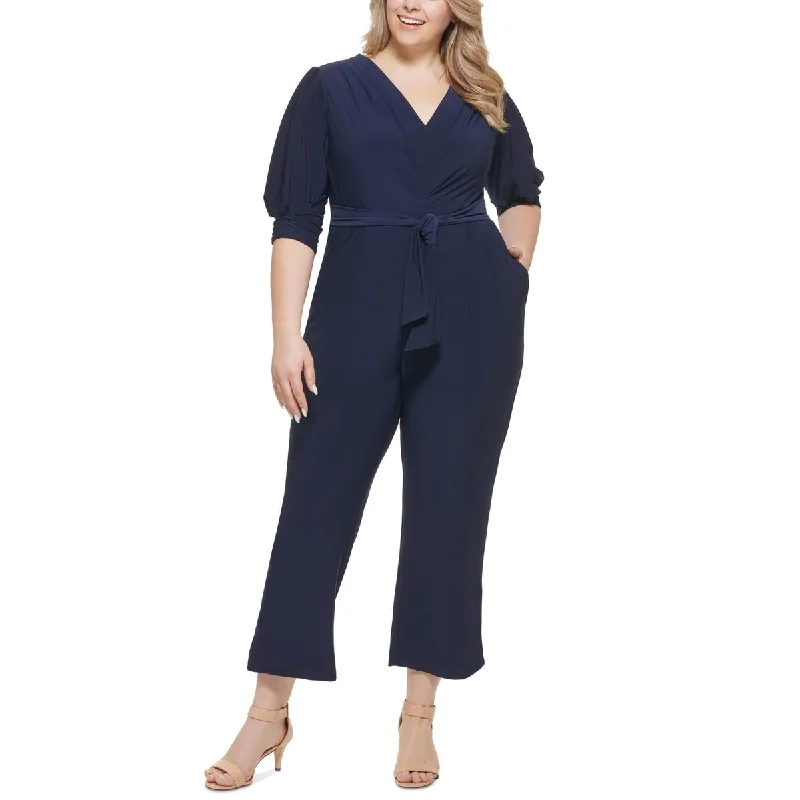 Vince Camuto Women's Tie Front Jumpsuit Blue Size 20W