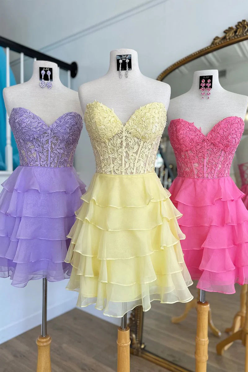 A Line Sweetheart Chiffon Short Homecoming Dresses