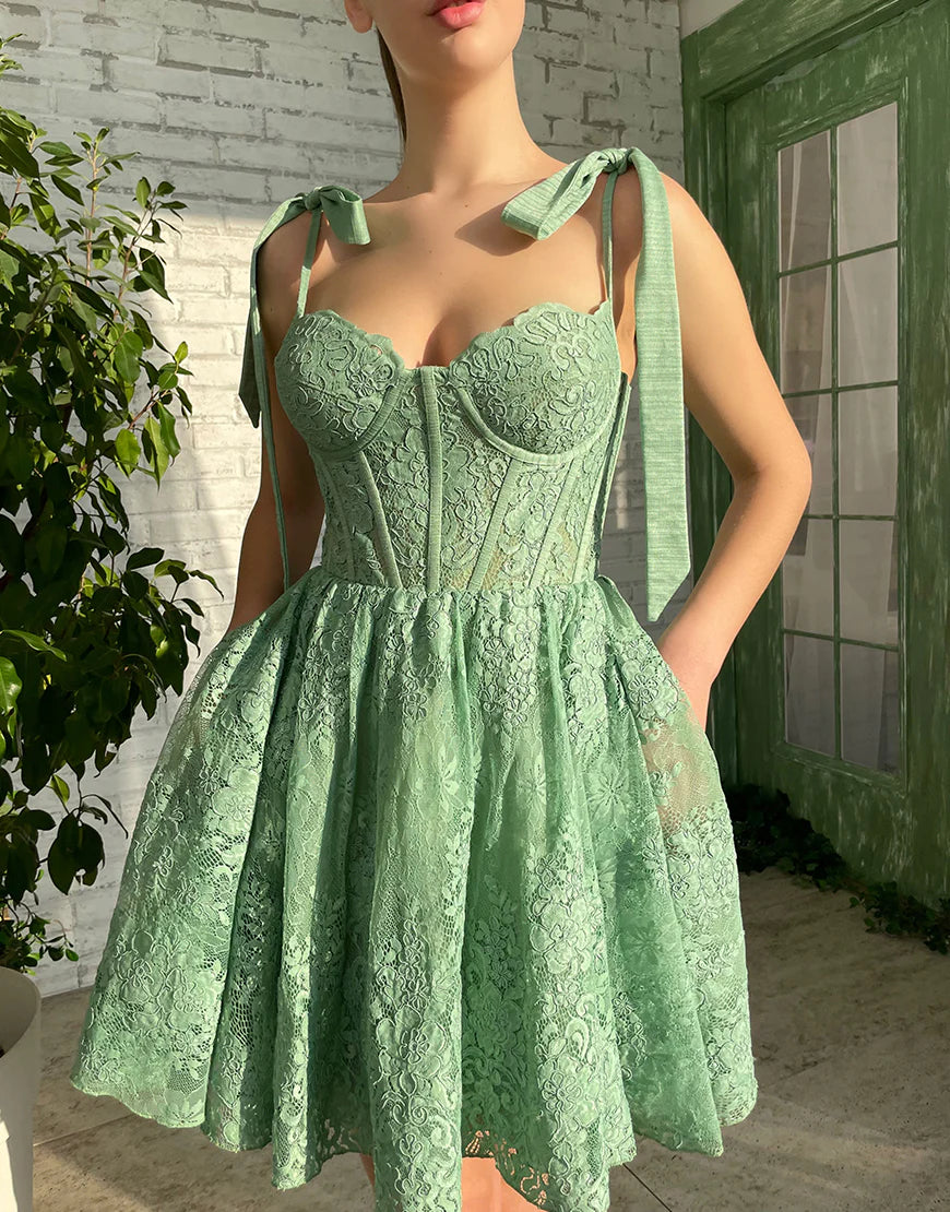 Cute A-Line Sweetheart Green Short Homecoming Dress