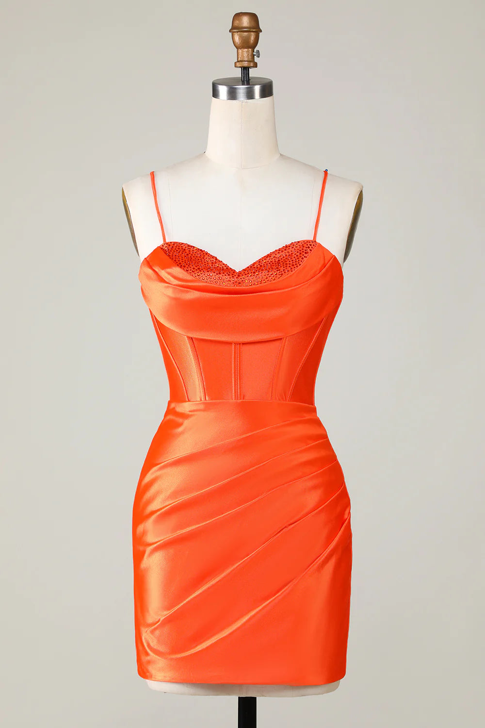 Tight Orange Beaded Corset Short Homecoming Dress