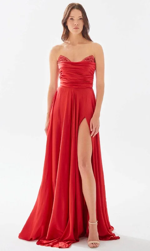 Tarik Ediz 52006 - Pleated A-line Evening Dress