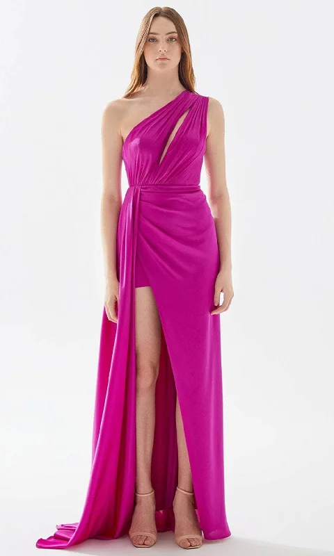 Tarik Ediz 52015 - One Shoulder Satin Prom Gown