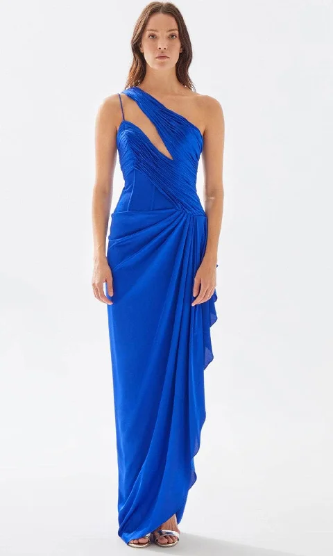 Tarik Ediz 52065 - Ruched Asymmetric Neck Prom Gown