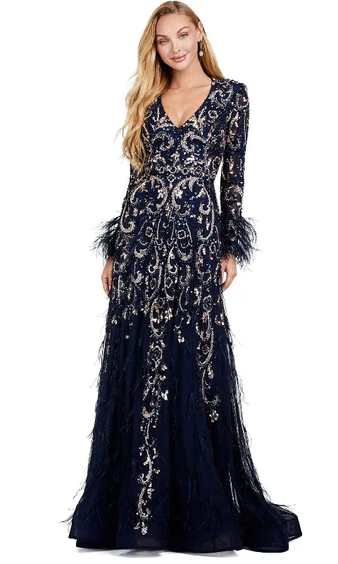 Ashley Lauren 11435 - Beaded Long Sleeve Evening Dress