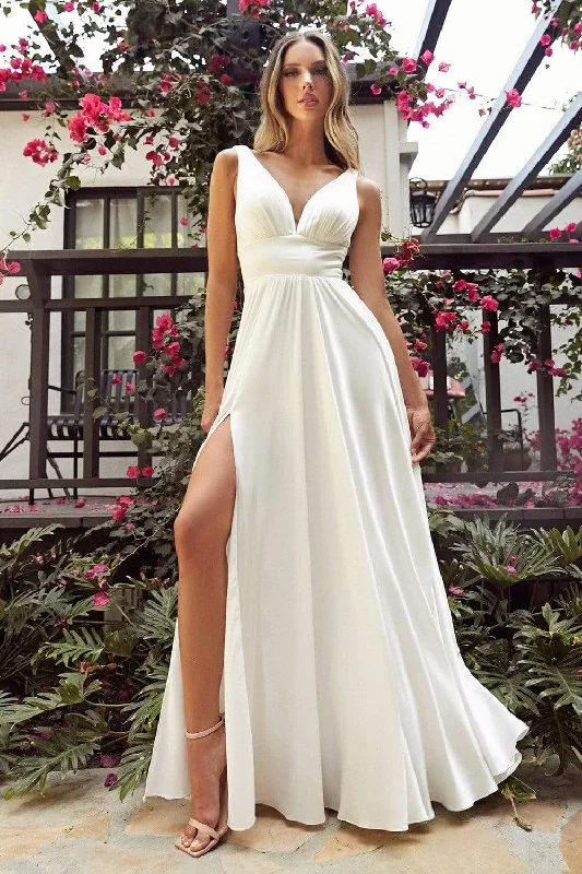 Cinderella Divine Bridal - 7469W Empire Plunging Bridal Gown