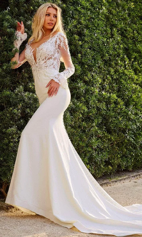 Jovani Bridal JB07632 - Long Sleeve Embroidered Bridal Gown