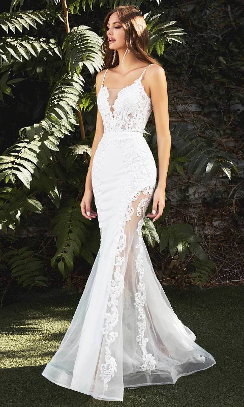 Ladivine Bridals - CD937W Embroidered Illusion Mermaid Gown