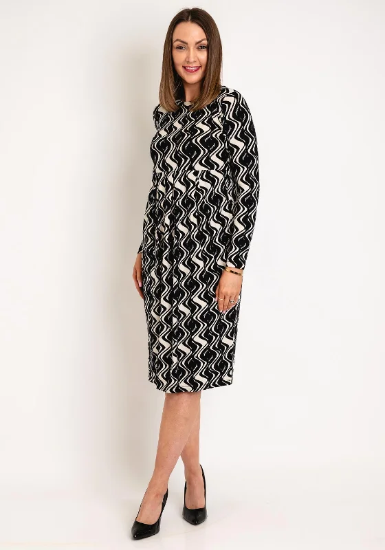 Masai Namo Wavy Print Knee Length Dress, Black